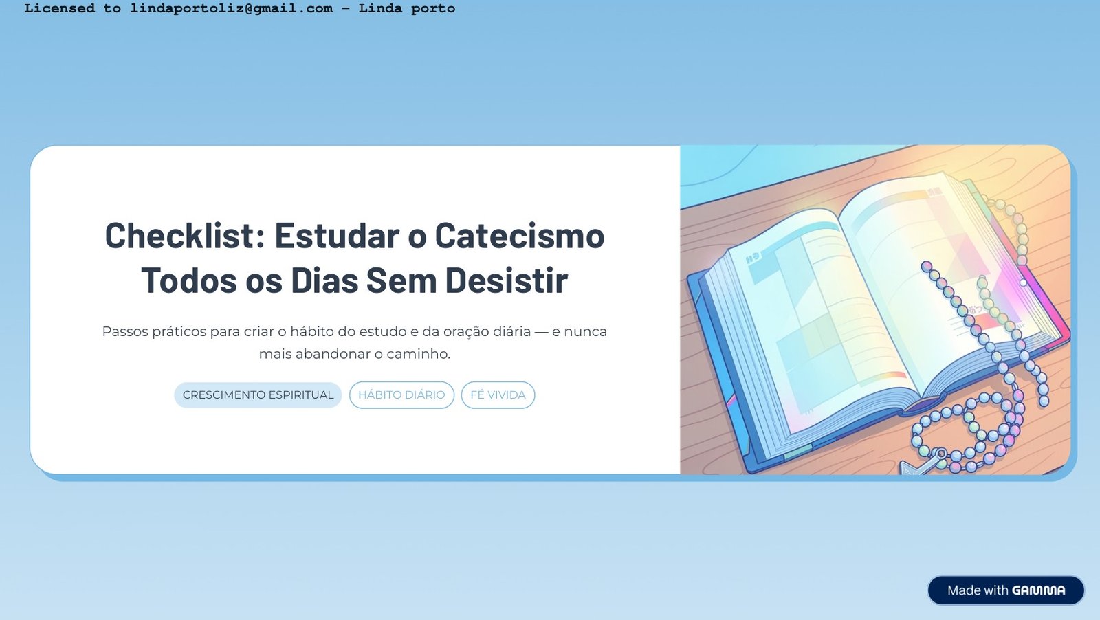 Capa real do Checklist para Estudar o Catecismo