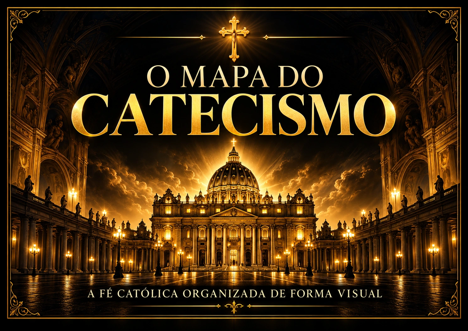 Capa preta e dourada do livro O Mapa do Catecismo